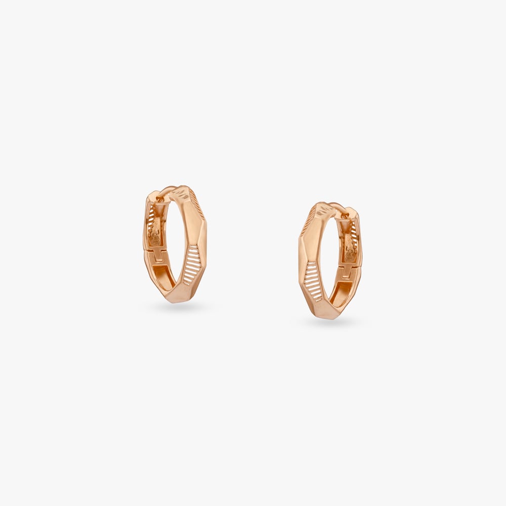 Sculpted Edge Gold Hoop Earrings,,hi-res image number null