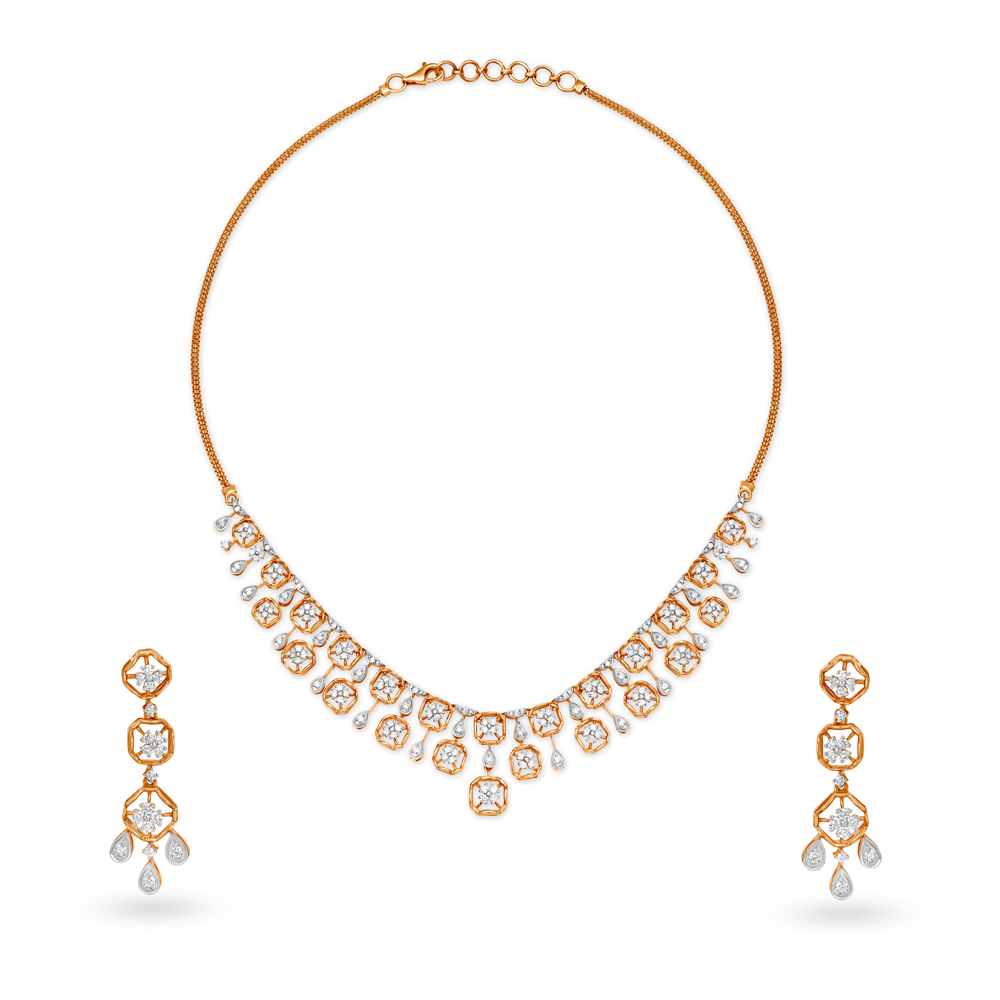 Elaborate Rose Gold Necklace Set,,hi-res image number null