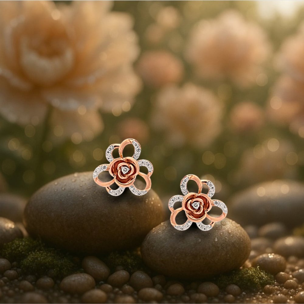 

Blooming Rose Diamond Stud Earrings