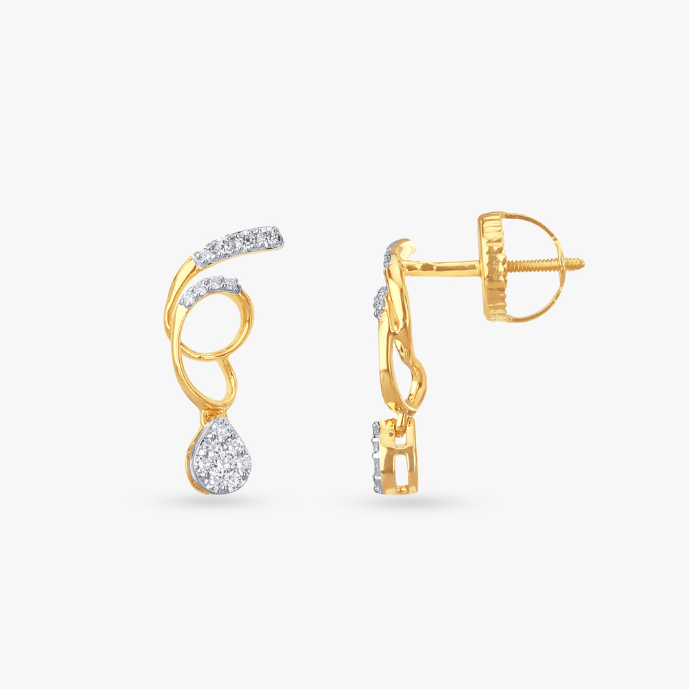 

Swirl Teardrop Diamond Drop Earrings