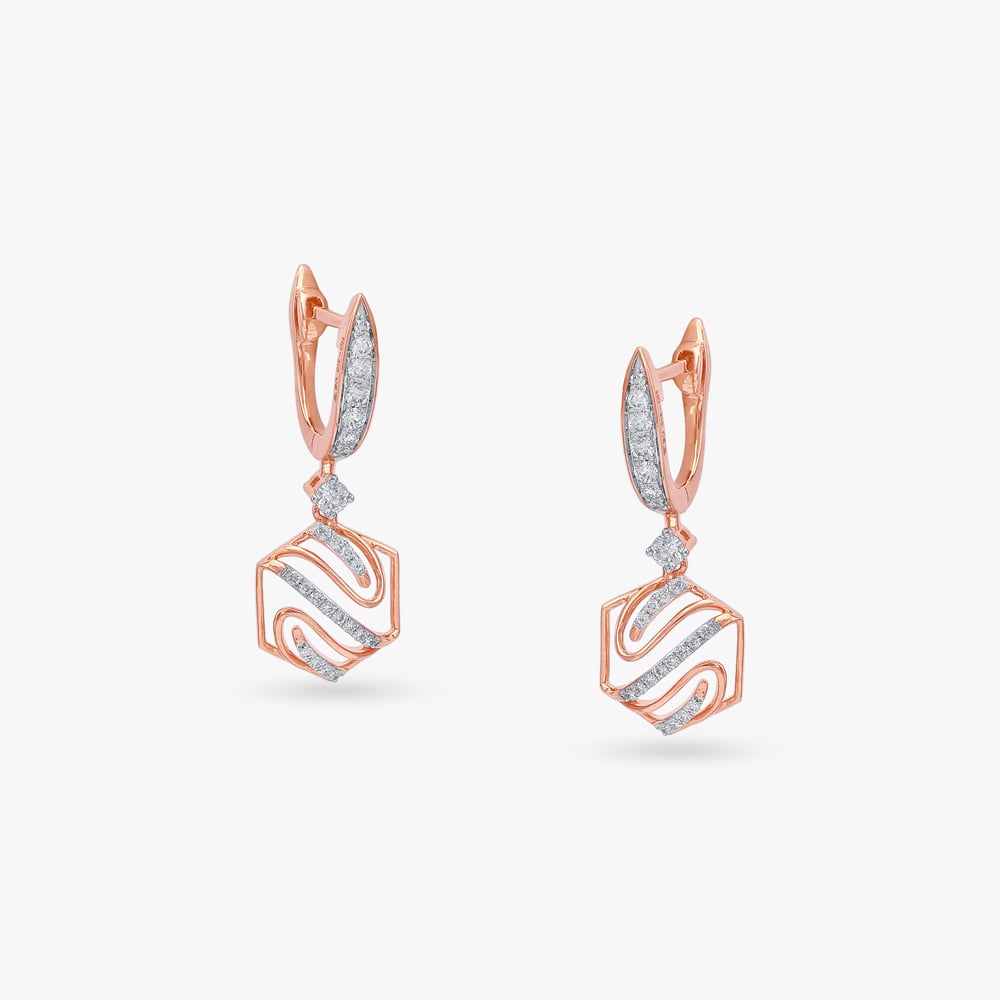 Chic Hexa Diamond Drop Earrings,,hi-res image number null