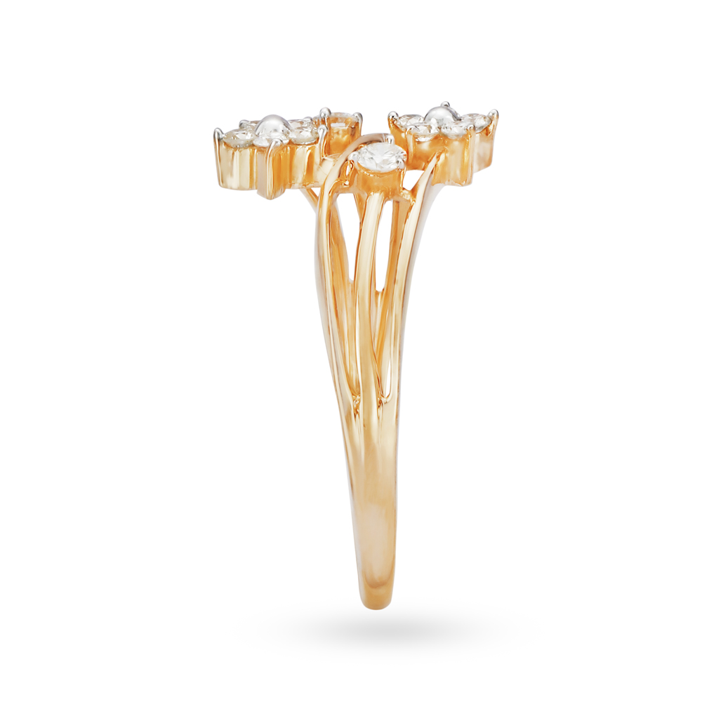 Contemporary Fancy Floral Diamond and Gold Finger Ring,,hi-res image number null