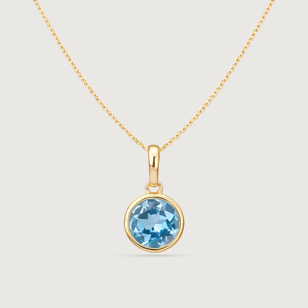 Clean Contemporary Blue Topaz Gold Pendant,,hi-res image number null