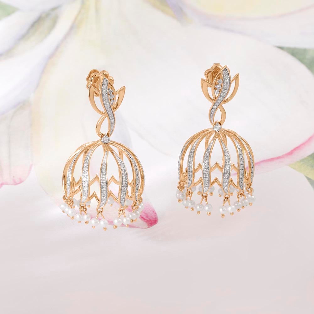 Chic Bloom Diamond Jhumka,,hi-res image number null