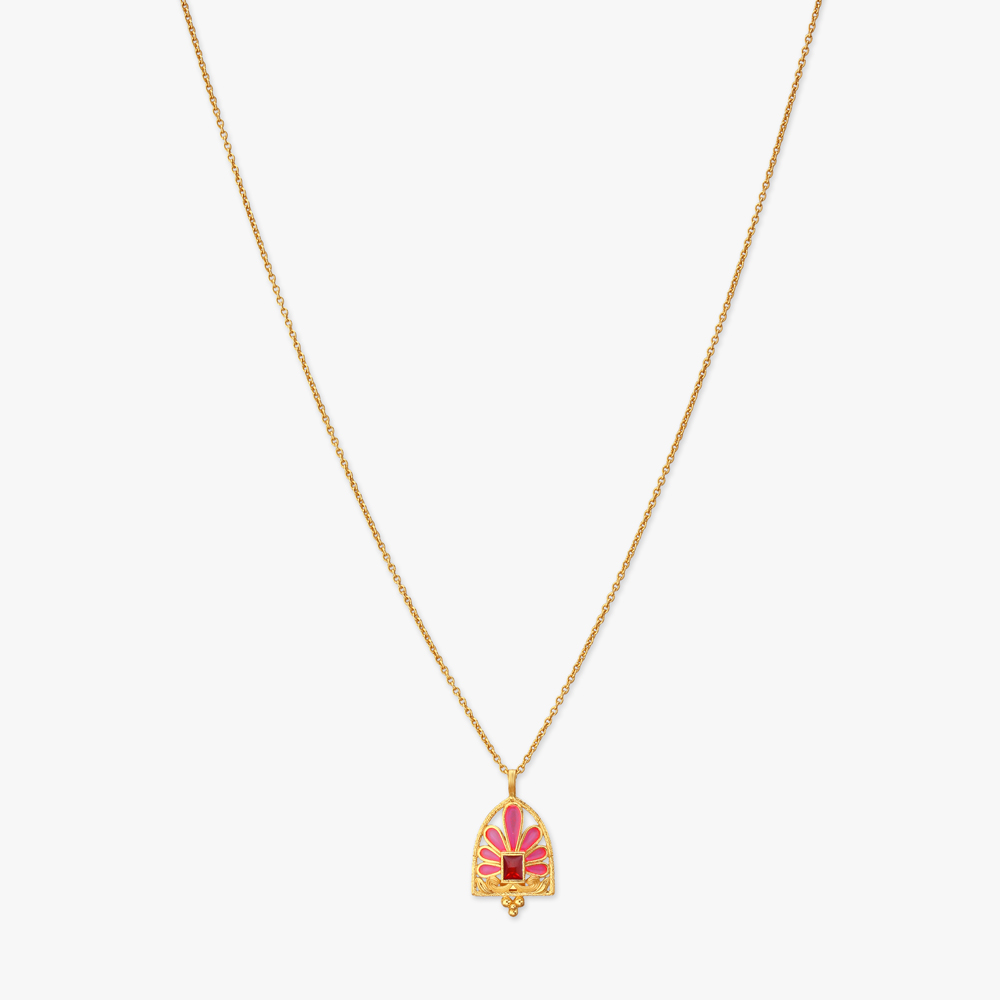 Petal Arch Gold Pendant with Chain and Earrings Set,,hi-res image number null