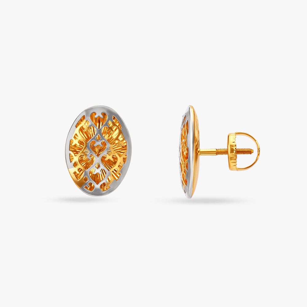Jaali Teardrop Stud Earrings,,hi-res image number null