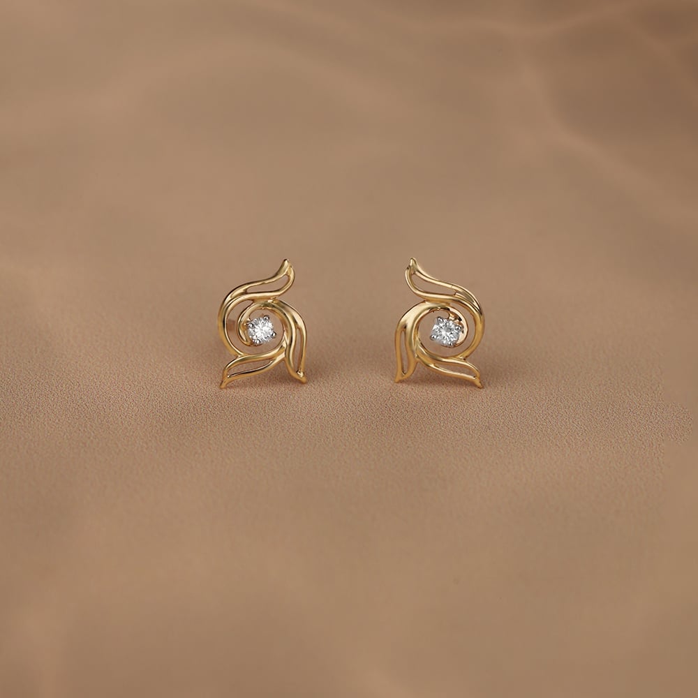 Petal Radiance 14 Kt Gold & Diamond Stud Earrings,,hi-res image number null