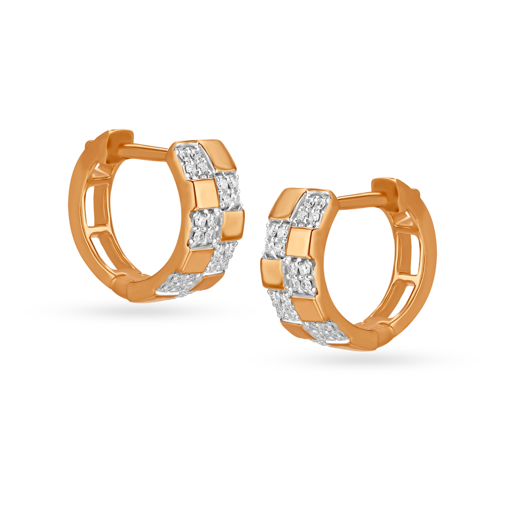 Block Diamond Hoop Earrings,,hi-res image number null