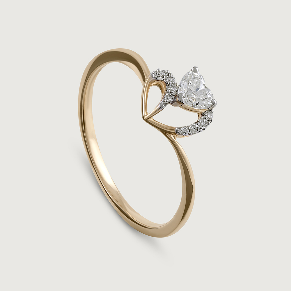 Heartfelt Radiance 14 kt Gold & Diamond Finger Ring,,hi-res image number null
