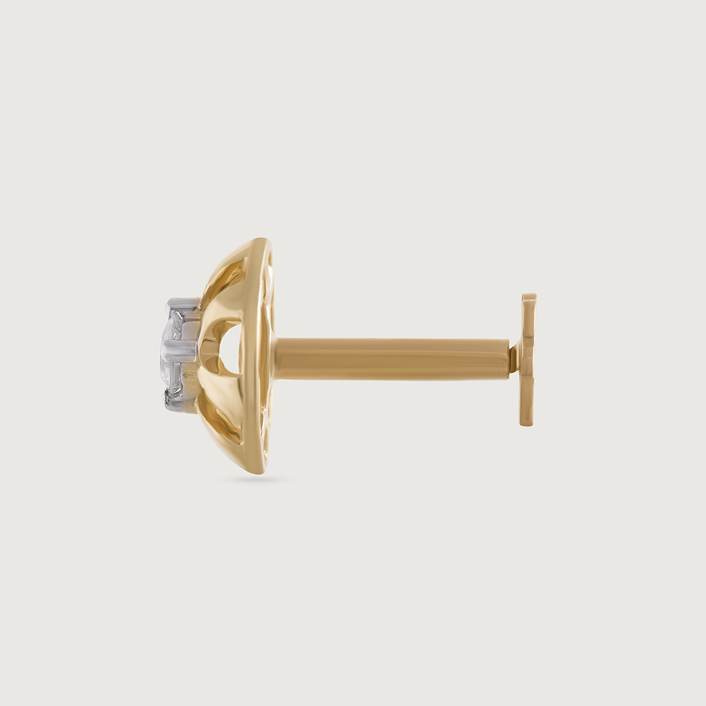 Mirrored Heritage Gold & Diamond Nose Pin,,hi-res image number null