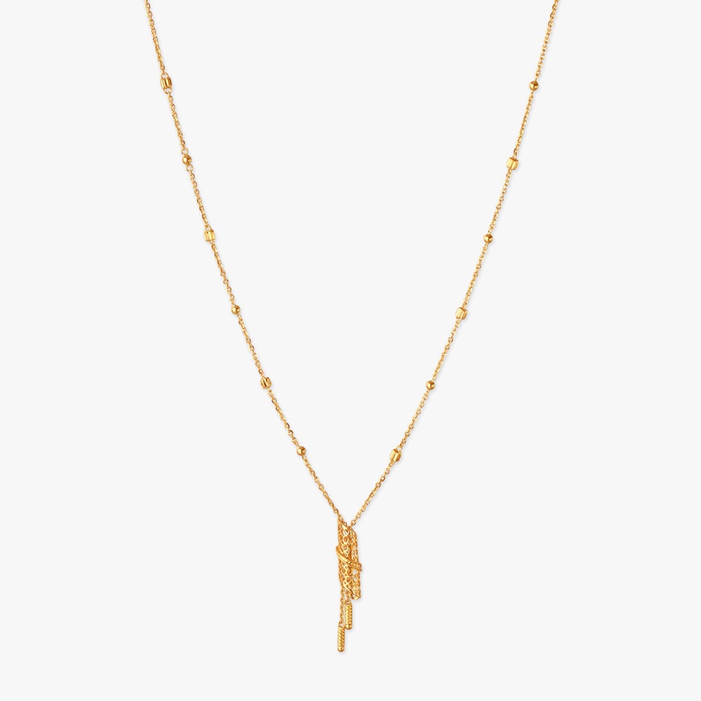 Knotted Chic Gold Pendant with Chain,,hi-res image number null