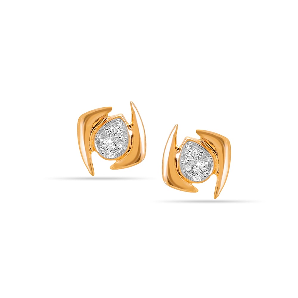 14KT Yellow Gold Sparkling Diamond Stud Earrings,,hi-res image number null