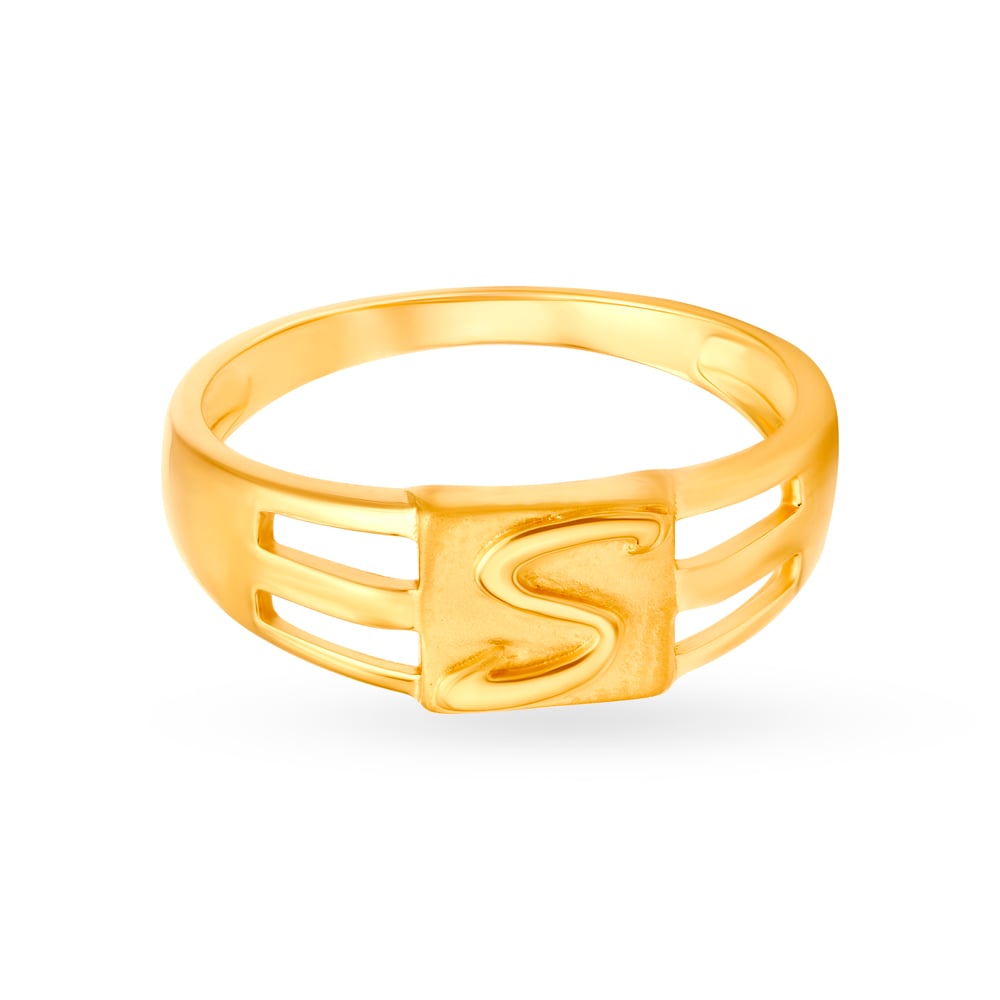 Statement 22 Karat Yellow Gold Typography Ring,,hi-res image number null