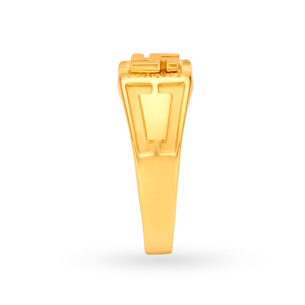 Religious 22 Karat Yellow Gold Swastika Finger Ring,,hi-res image number null
