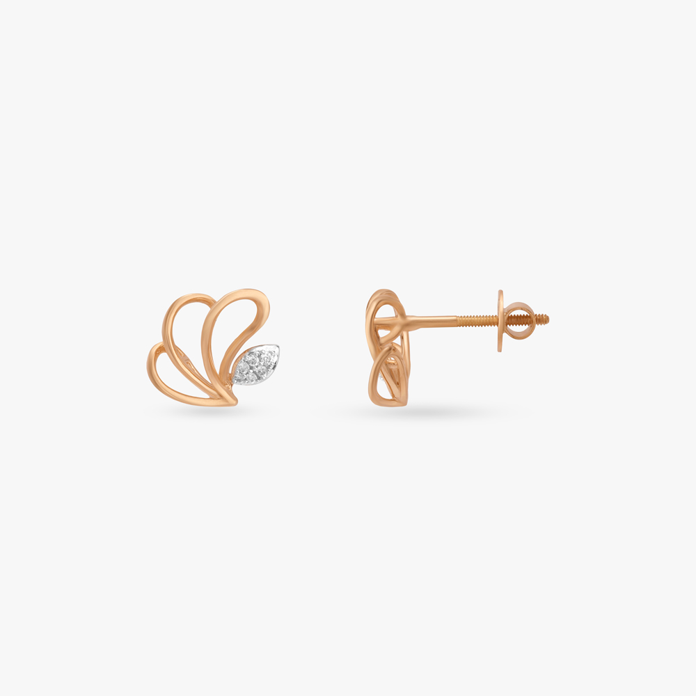 Petal Heart Diamond Stud Earrings,,hi-res image number null