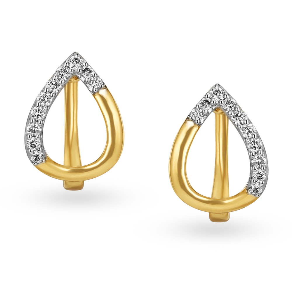

Fancy Leaf Pattern Diamond Hoop Earrings