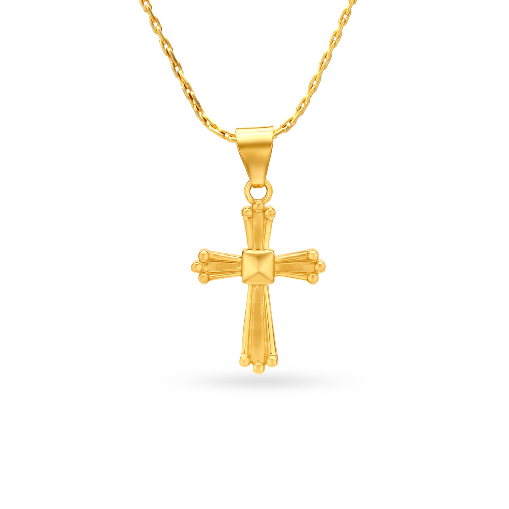 Gold cross pendant tanishq deals