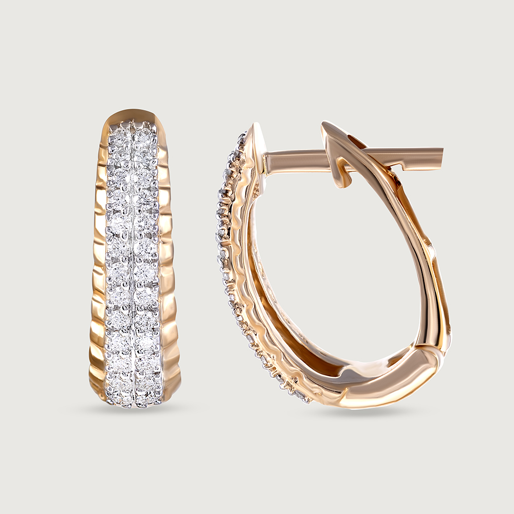 Tapered Shine Gold & Diamond Hoop Earrings,,hi-res image number null