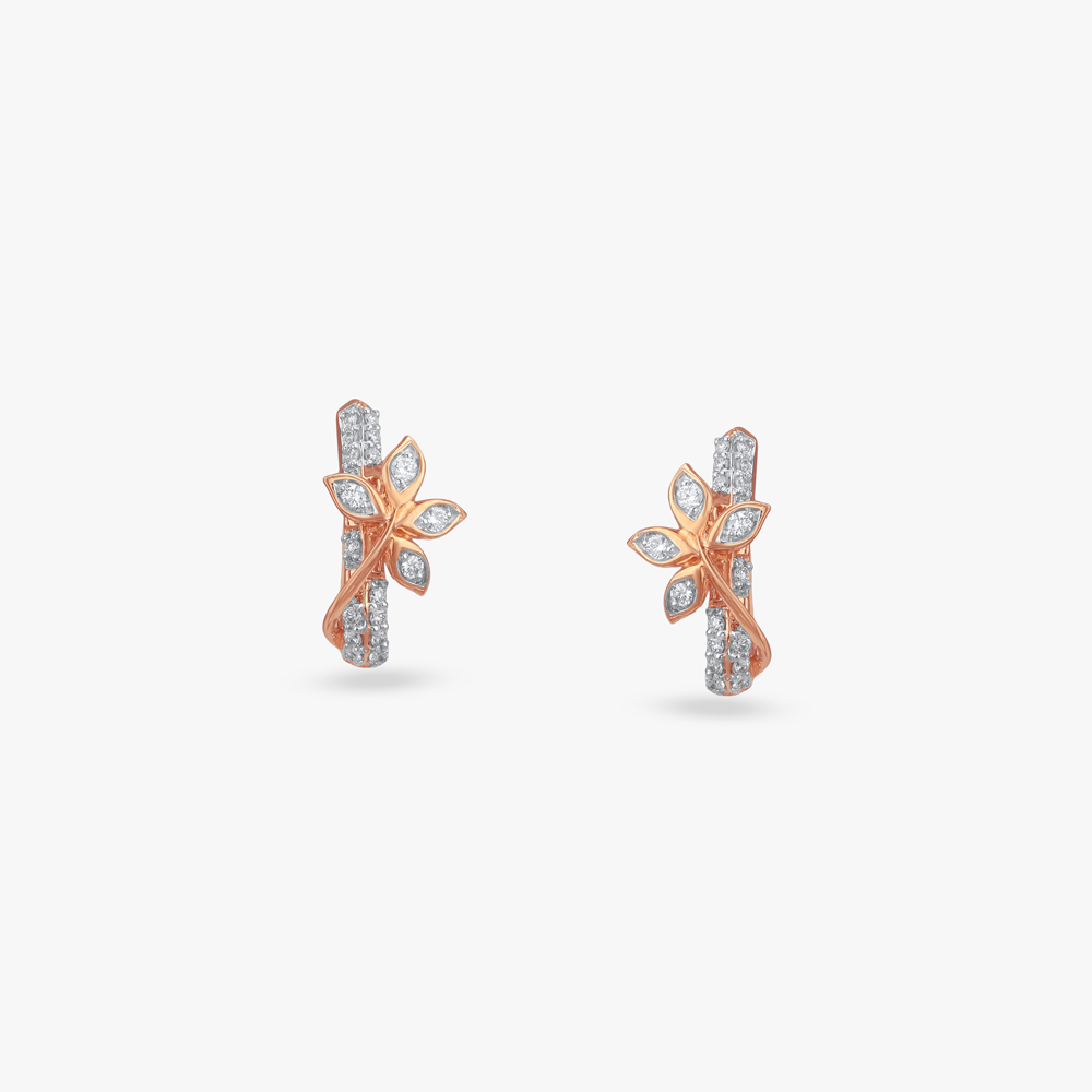 Sparkling Petal Diamond Hoop Earrings,,hi-res image number null