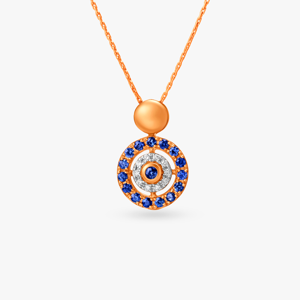 Radiant Evil Eye Diamond and Sapphire Pendant,,hi-res image number null