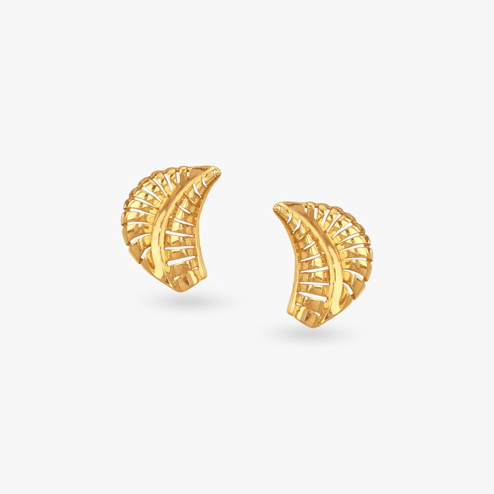 Shell Leaf Gold Stud Earrings,,hi-res image number null