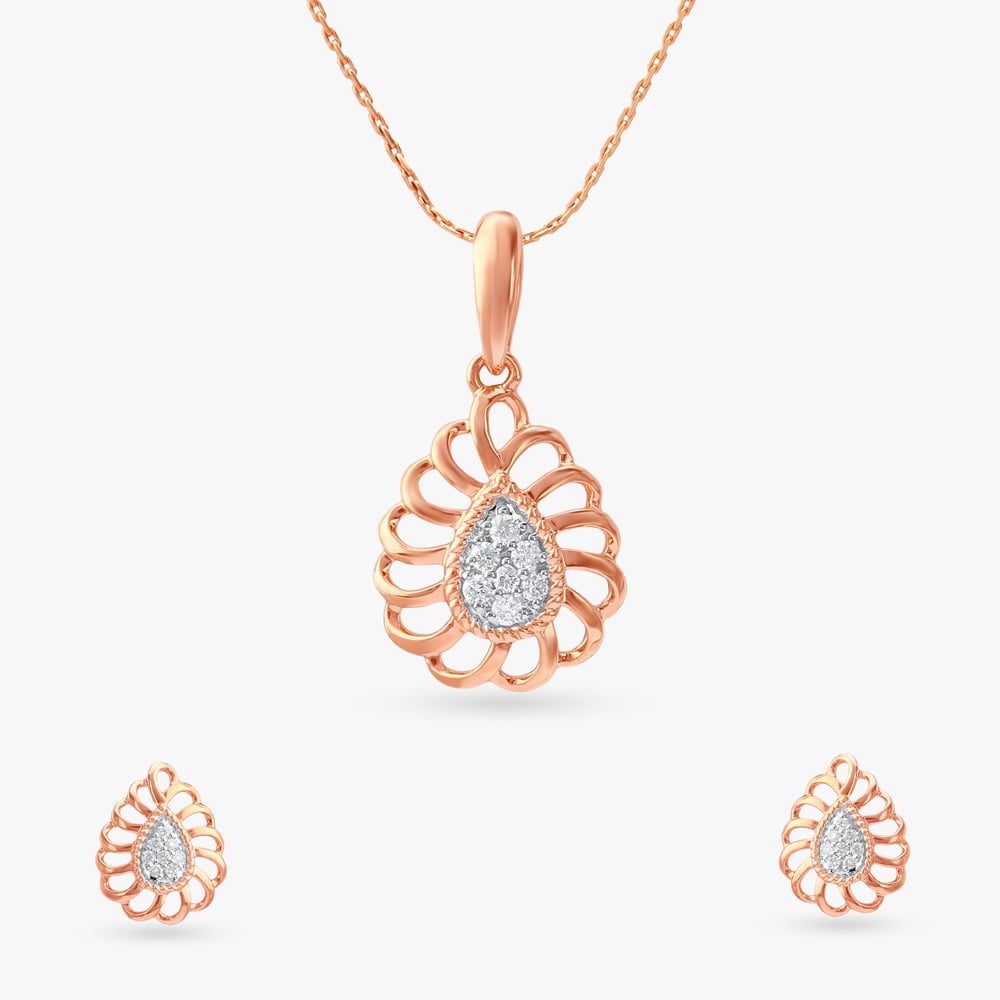 

Sunbeam Drop Diamond Pendant and Earrings Set