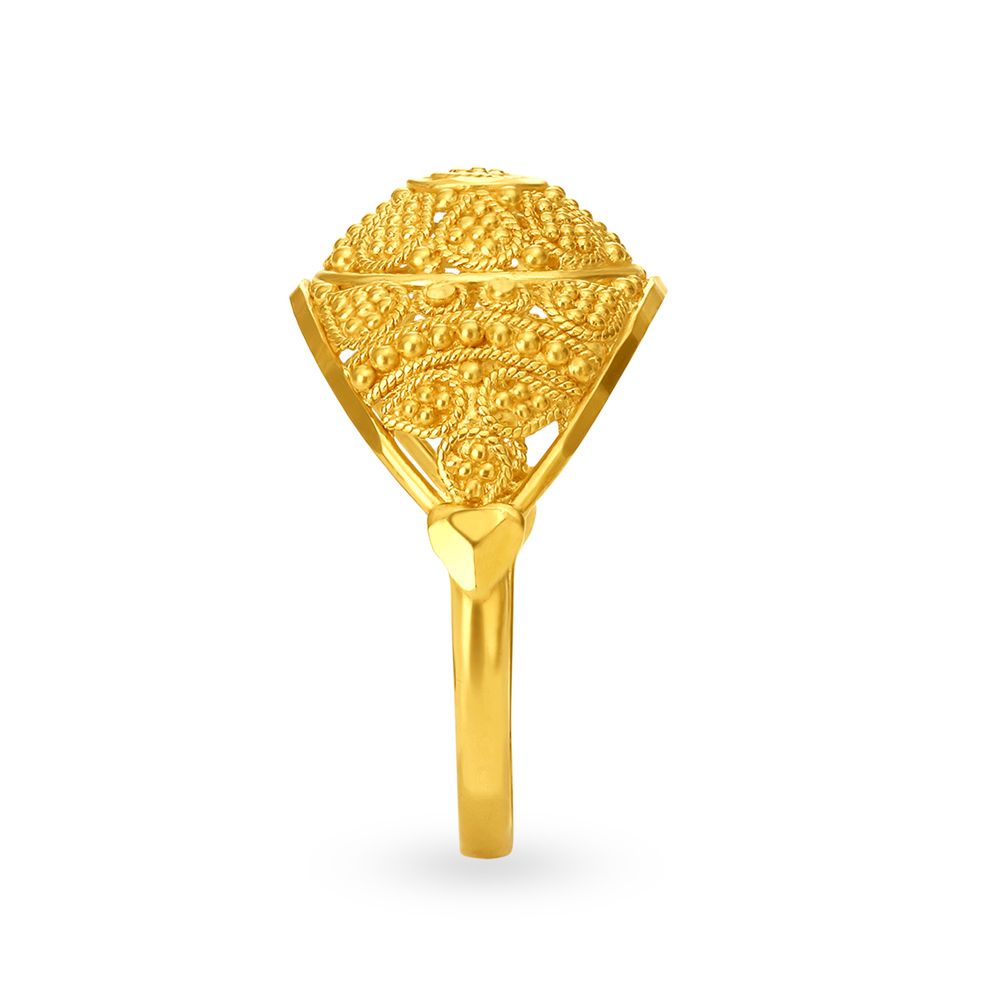 Majestic 22 Karat Yellow Gold Floral Filigree Finger Ring,,hi-res image number null