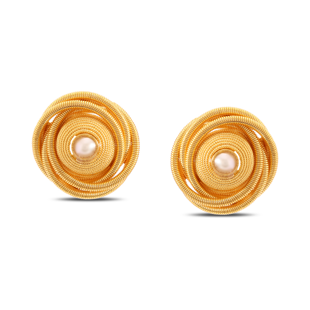 Spiral Gold Stud Earrings,,hi-res image number null