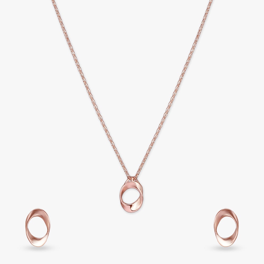 Fluid Void Gold Pendant with Chain and Earrings,,hi-res image number null