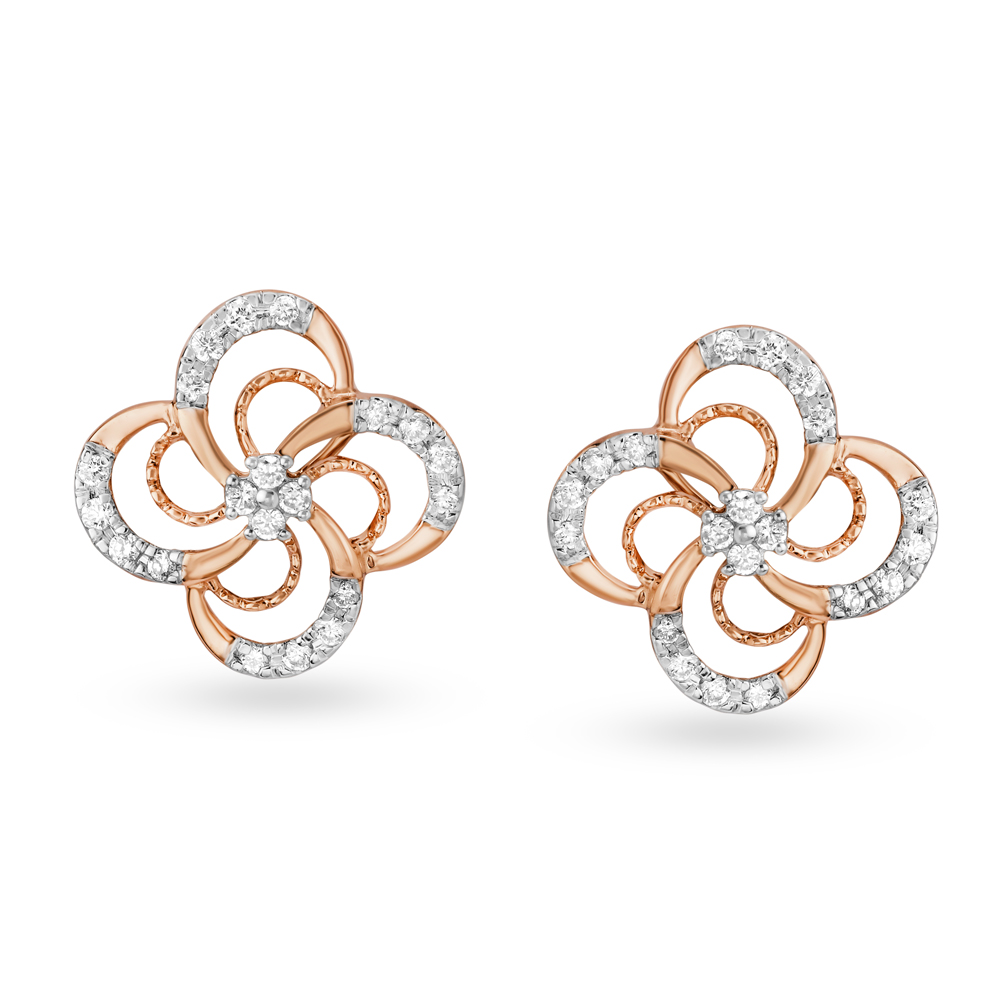 Floral Diamond Stud Earrings