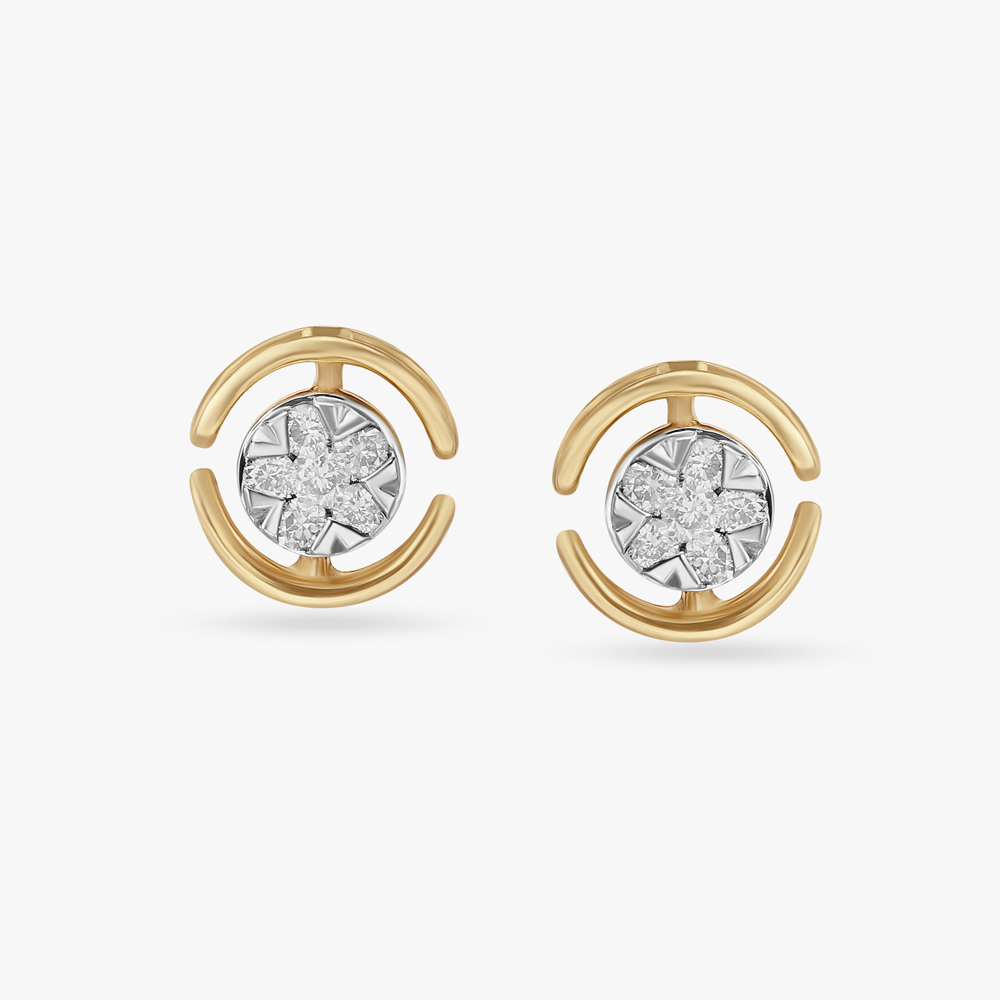 Radiant Halo Gold and Diamond Stud Earrings,,hi-res image number null