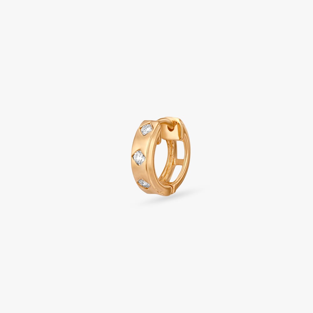 Triple Impact Diamond Hoop Earring For Men,,hi-res image number null