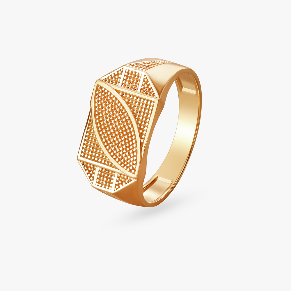 Leaf Emblem Gold Finger Ring for Men,,hi-res image number null