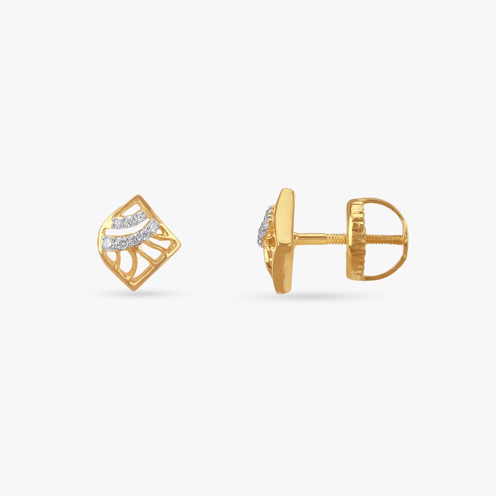 Sunbeam Grid Diamond Stud Earrings,,hi-res image number null