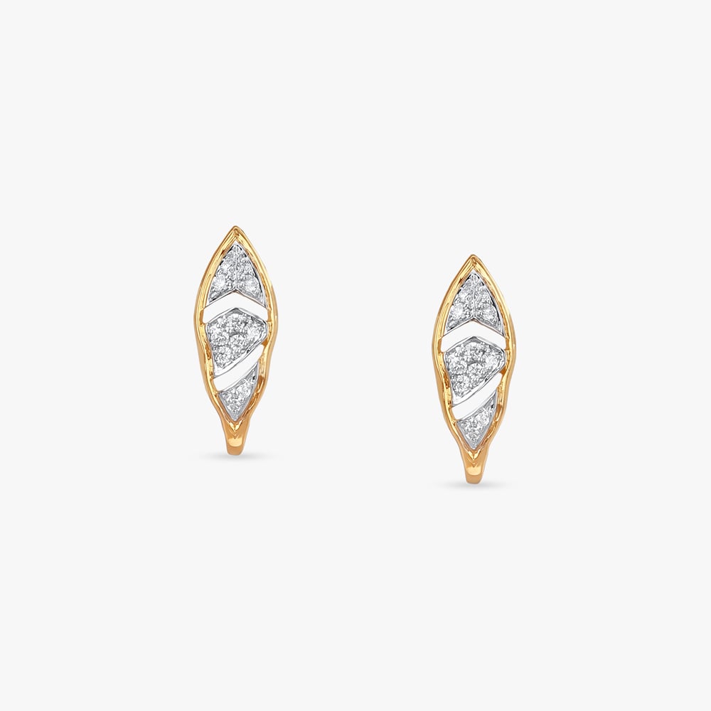 Contemporary Leaf Diamond Hoop Earrings,,hi-res image number null