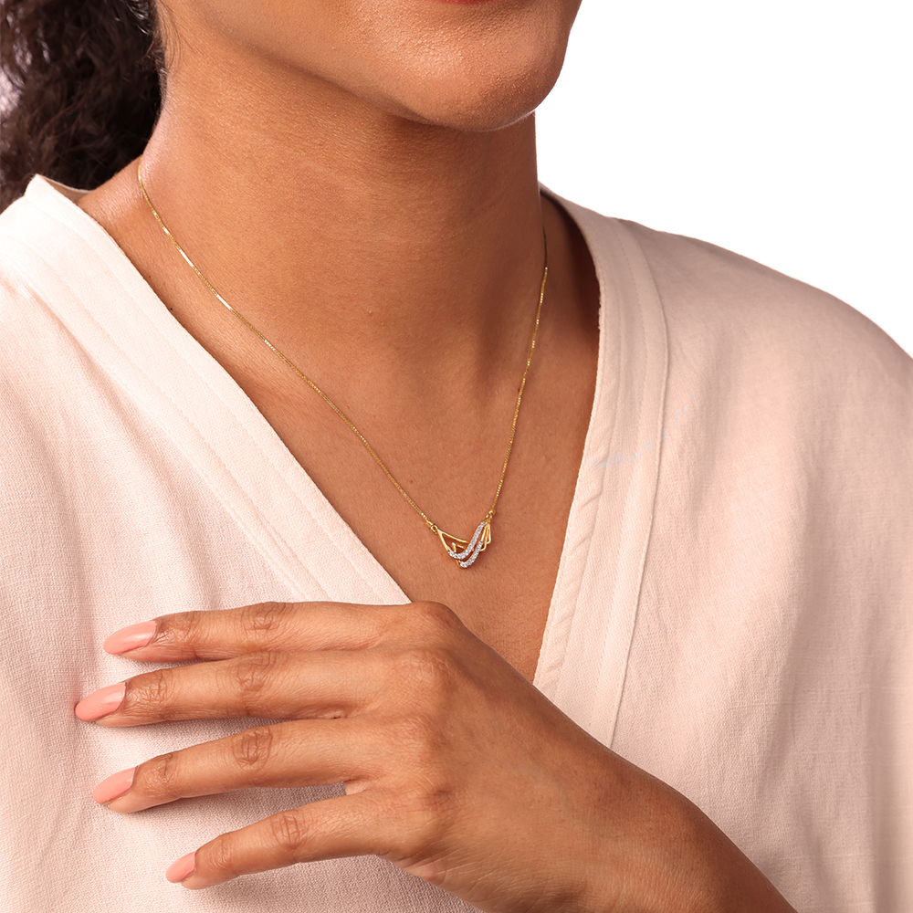 Oceans Rhythm 14 Kt Gold & Diamond Pendant with Chain,,hi-res image number null