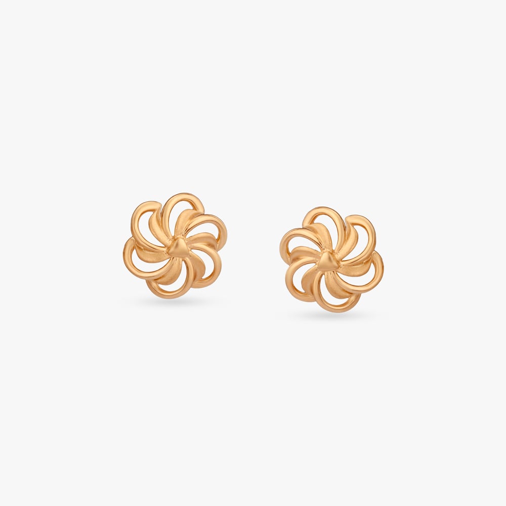 Radiant Spiral Gold Stud Earrings,,hi-res image number null
