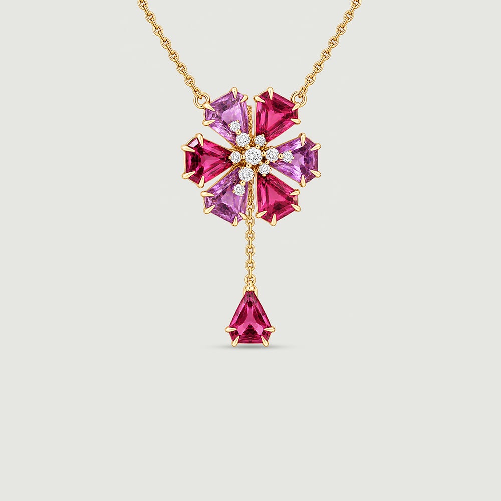 Celebratory Firework Amethyst and Garnet Lariat Necklace,,hi-res image number null