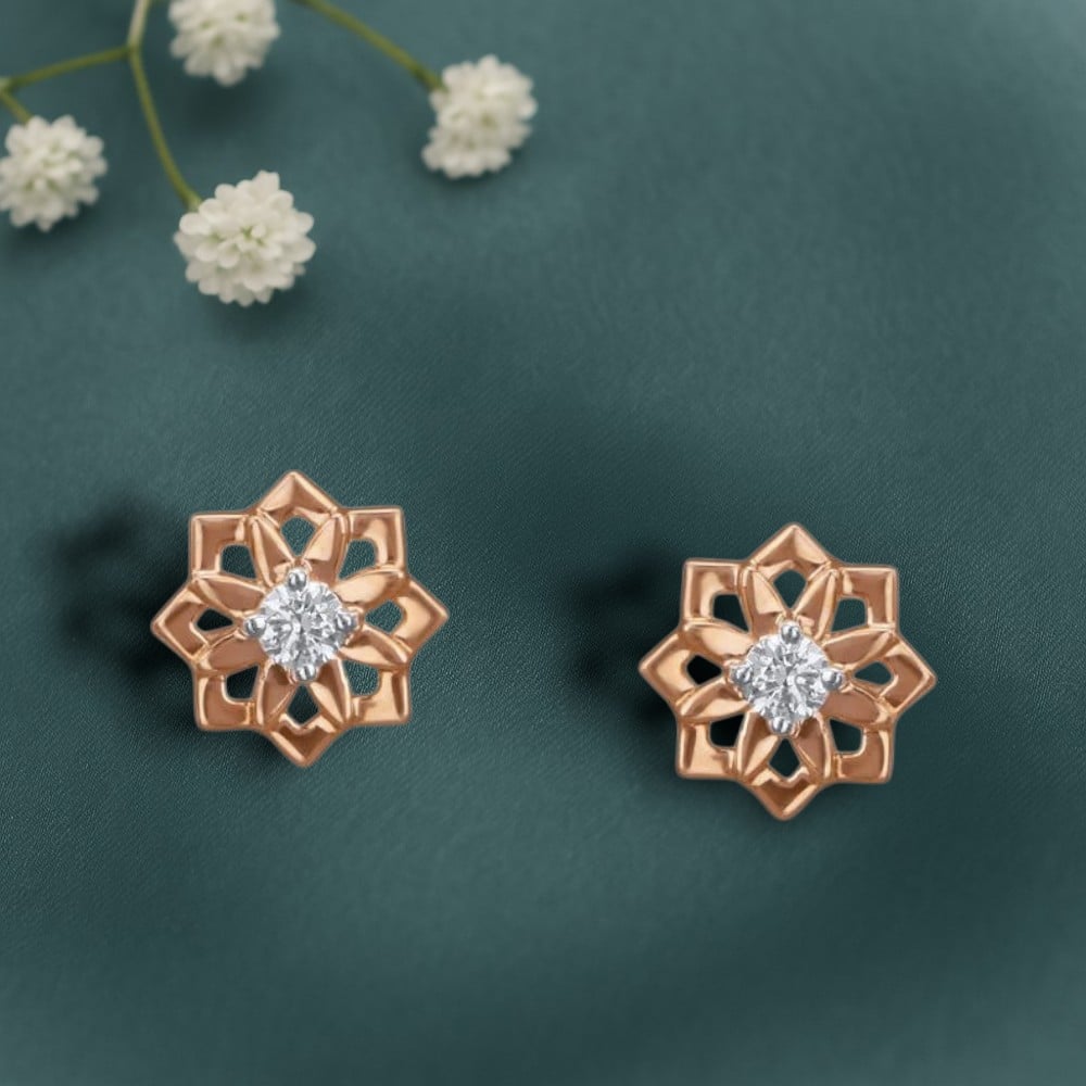 Twinkling Petal Diamond Stud Earrings For Kids,,hi-res image number null