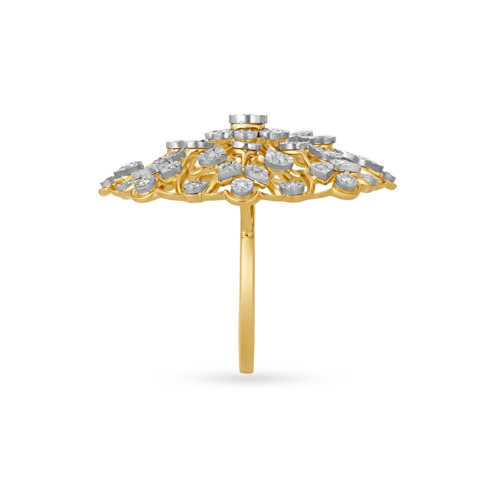 Enticing Floral Diamond Ring in Yellow and White Gold,,hi-res image number null