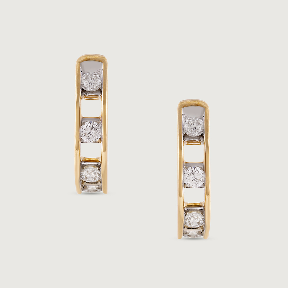 Edgy Radiant Gold & Diamond Hoop Earrings,,hi-res image number null