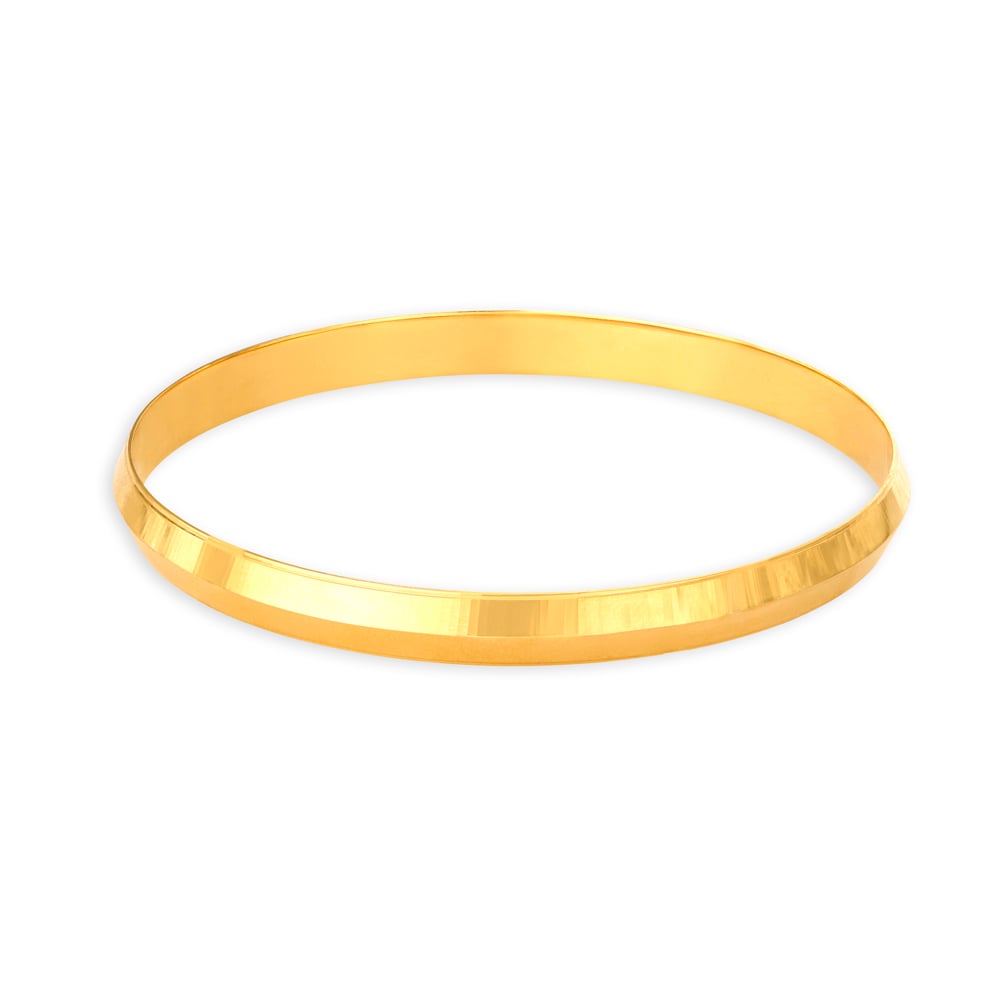 22K White & Yellow Gold Polish Fancy Sikh Kada - Sikh Kara - Mens Gold Bangle - Single Piece