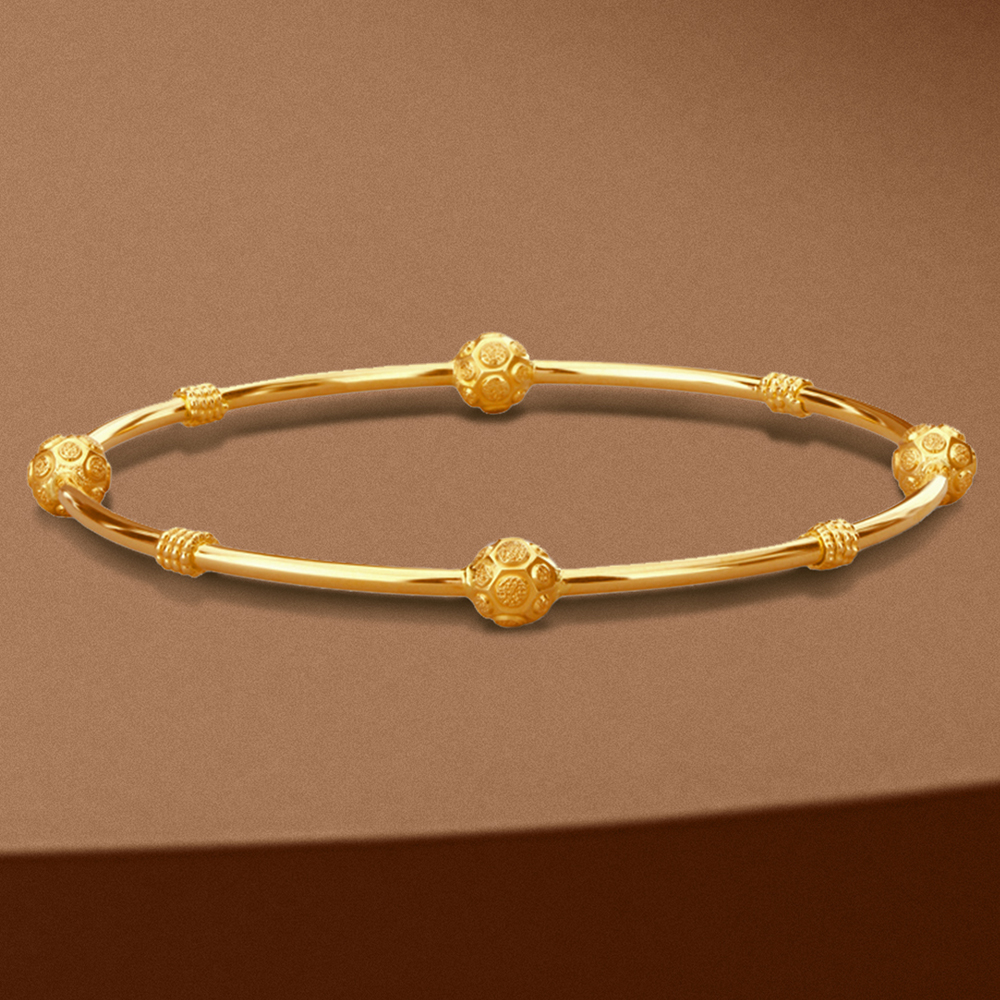 Knurling Sphere Gold Bangle,,hi-res image number null