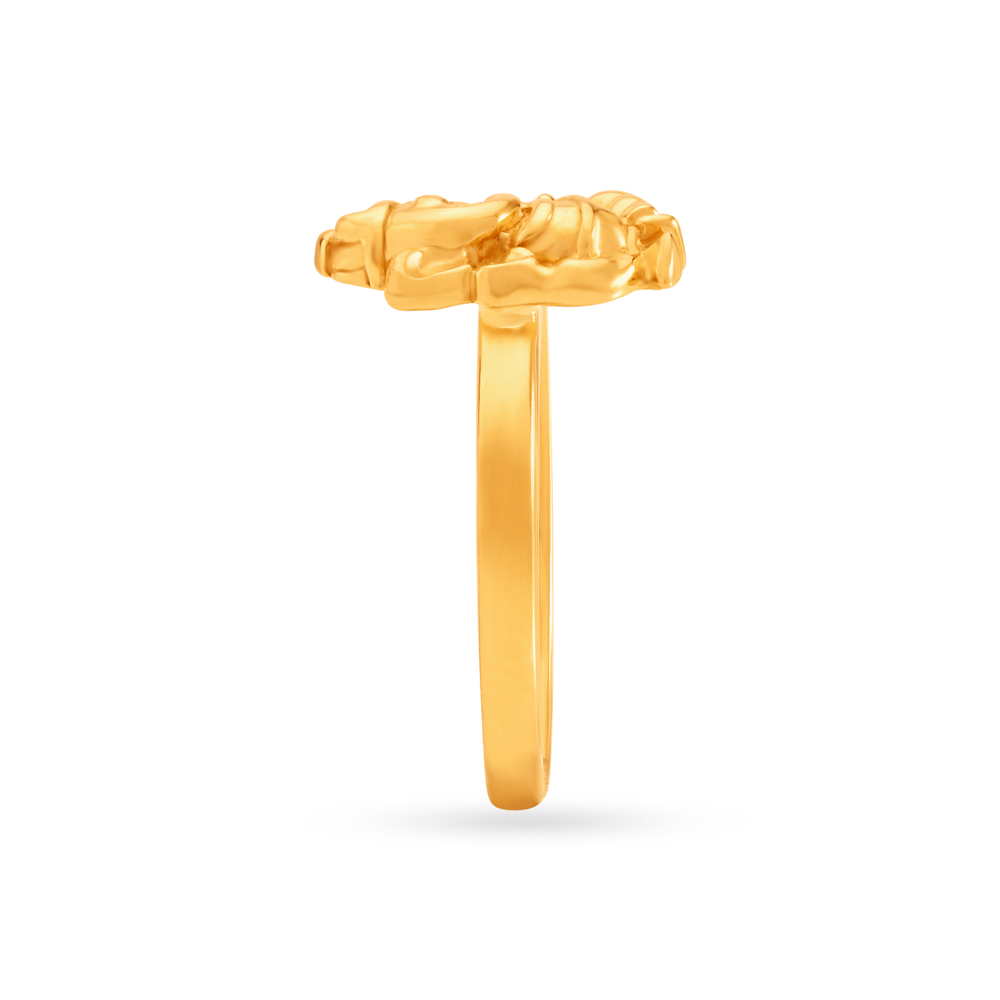 Royal 22 Karat Yellow Gold Lord Ganesha Finger Ring,,hi-res image number null