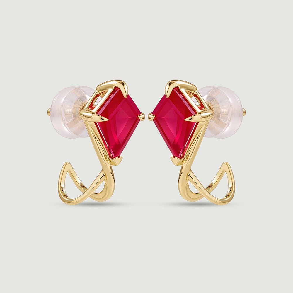 Twisted Red Gold Hoop Earrings,,hi-res image number null