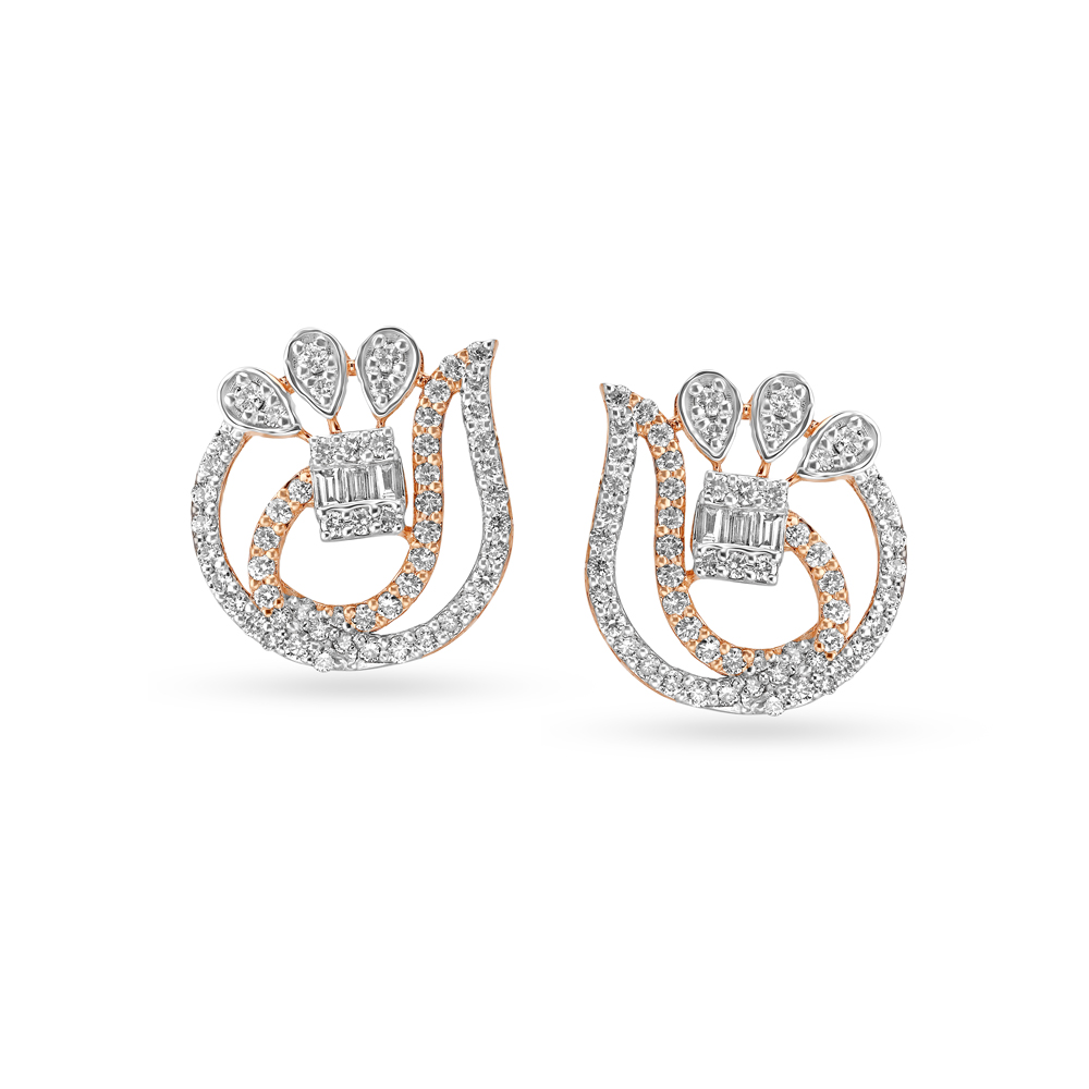 Ethnic Fancy Diamond Stud Earrings