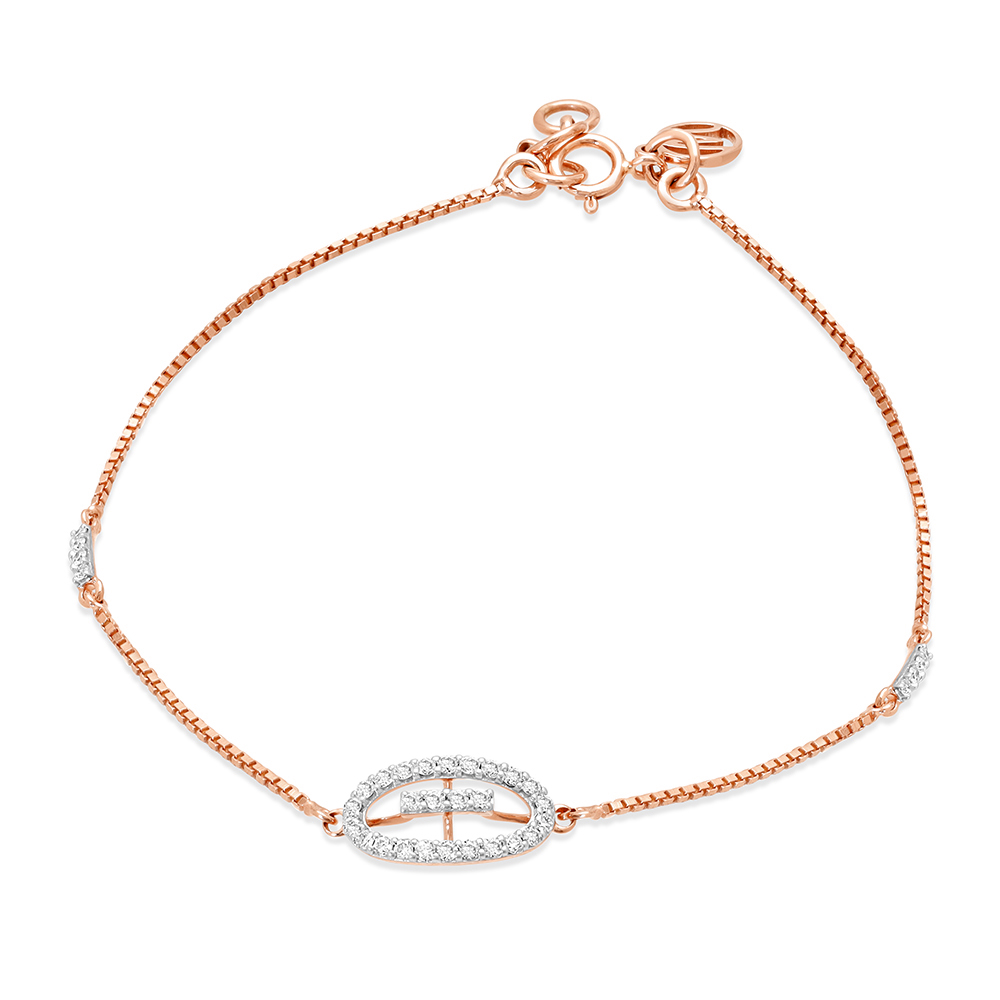 14KT Rose Gold Unique Oval Diamond Bracelet,,hi-res image number null