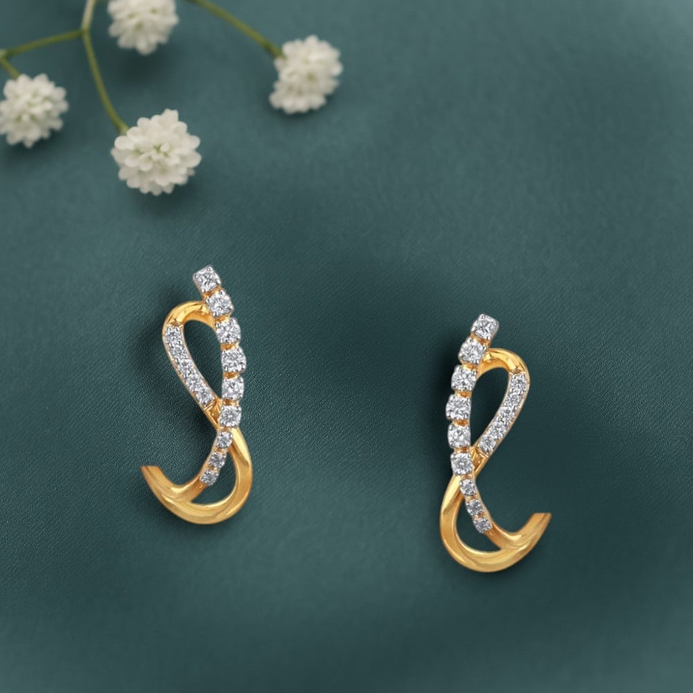 Flowing Twist Diamond Hoop Earrings,,hi-res image number null