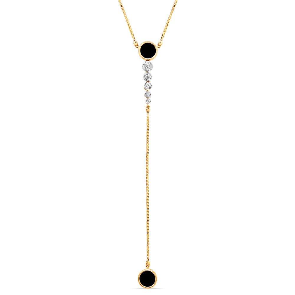 18KT Yellow Gold Charming Diamond and Onyx Necklace,,hi-res image number null