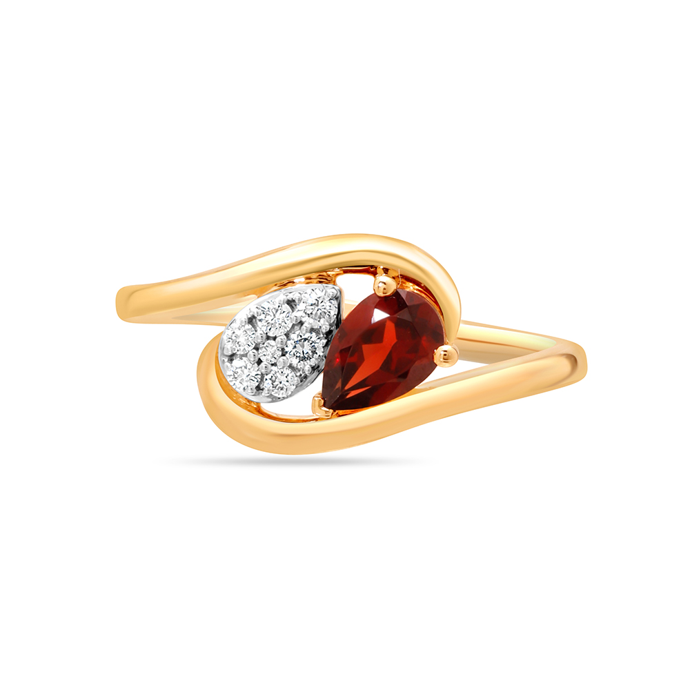 14 KT Yellow Gold Toi et Moi Diamond and Red Garnet Ring,,hi-res image number null